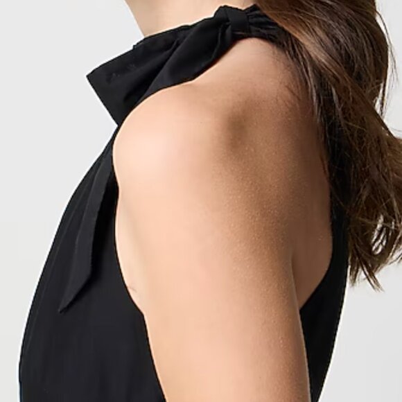 NEW Tie-neck midi dress with eyelet trim size 14 black - Picture 2 of 4